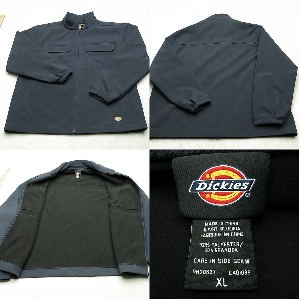 Dickies Jacket Men XL Navy Blue Softshell Fleece Lined Full Zip Workwear Rain